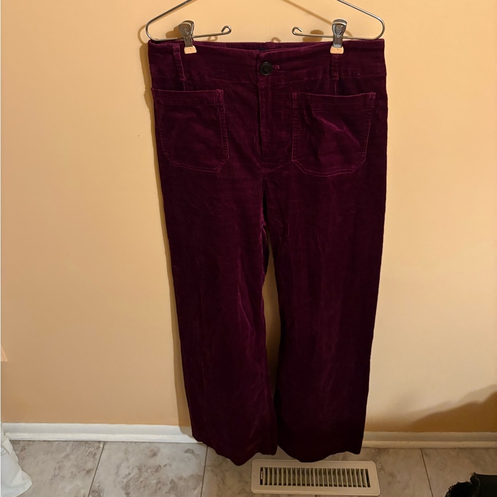 Anthropologie Maeve Colette Corduroy Fuchsia Wide Leg Pants - Picture 2 of 4